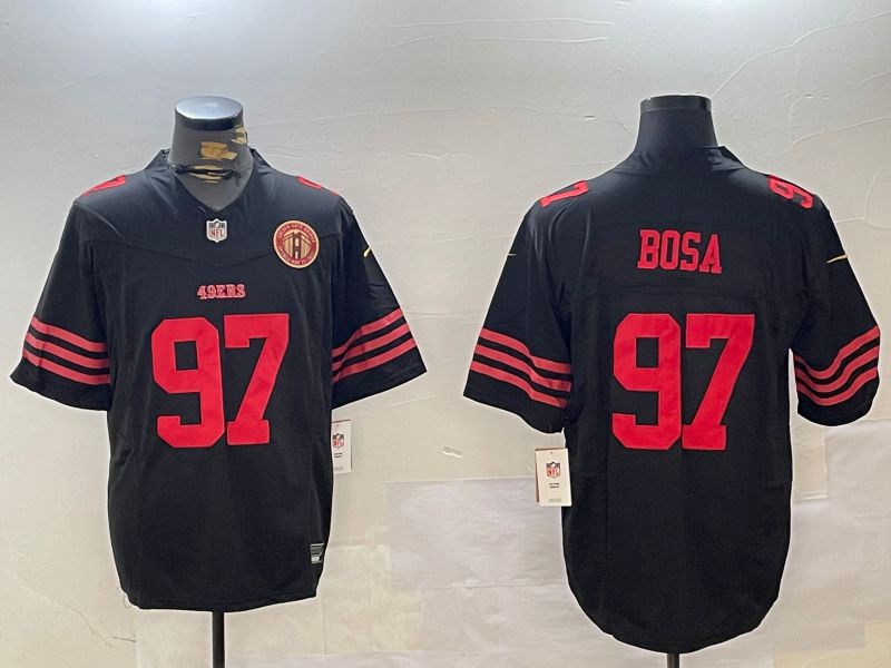 Men San Francisco 49ers #97 Bosa Black three generations 2024 Nike Limited NFL Jersey style 4->->